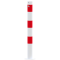 Barrier posts | Steel tube  76 x 2,6 mm | stationary, to be fixed by plugs | hot-dip galvanized and white coated withthree red reflecting stripes | without eyelet